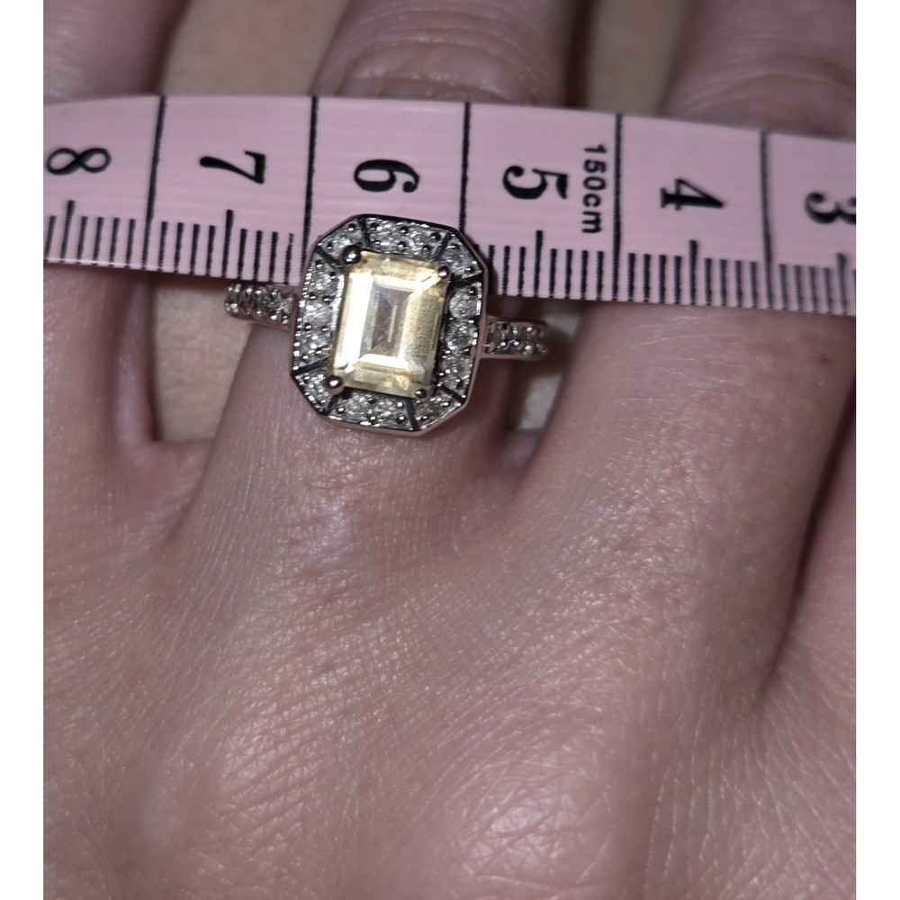 10K WG Art Deco Emerald Cut 1.95 CTW Genuine Citrine And Diamond Ring. 5.4 G - Picture 7 of 10